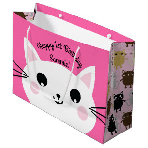 Grand Sac Cadeau Kitty Chat Anniversaire Fête Enfants
