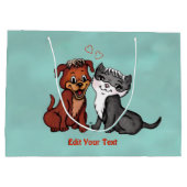 Grand Sac Cadeau Kitty et Puppy, Modifier votre texte (Dos)