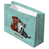 Grand Sac Cadeau Kitty et Puppy, Modifier votre texte (Devant Angle)