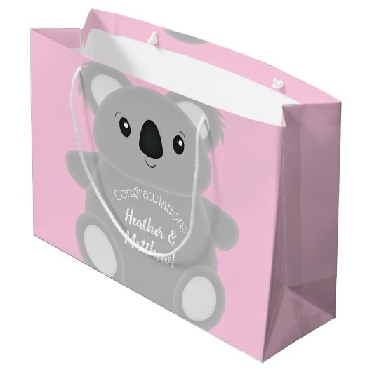 Grand Sac Cadeau Koala Baby shower fille (Dos Angle)