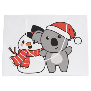 Grand Sac Cadeau Koala With Snowman