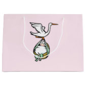 Grand Sac Cadeau La cigogne porte un bébé (Devant)