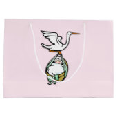 Grand Sac Cadeau La cigogne porte un bébé (Dos)