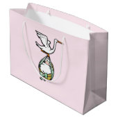 Grand Sac Cadeau La cigogne porte un bébé (Dos Angle)