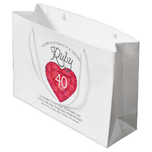 Grand Sac Cadeau La coutume d'anniversaire de rubis quarantième