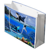 Grand Sac Cadeau La famille d'orque (Devant Angle)