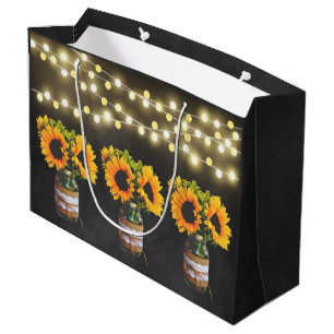 Grand Sac Cadeau La ficelle rustique de tournesol de tableau allume