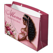 Grand Sac Cadeau La maman afro-américaine sera rose et or (Dos Angle)