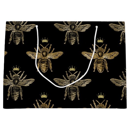 Grand Sac Cadeau La Reine des abeilles en noir (Devant)