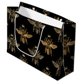 Grand Sac Cadeau La Reine des abeilles en noir (Devant Angle)