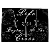 Grand Sac Cadeau La vie commence à la croix (Dos)