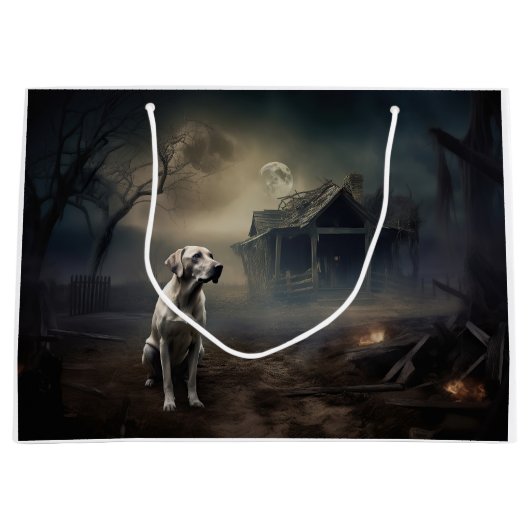 Grand Sac Cadeau Labrador Halloween (Devant)