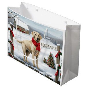 Grand Sac Cadeau Labrador Retriever Dog in Snow Christmas