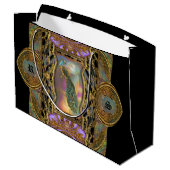 Grand Sac Cadeau Lady Peacock Monogramme Noir Élégant (Dos Angle)