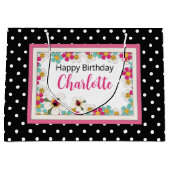 Grand Sac Cadeau Ladybugs et fleurs Anniversaire (Devant)