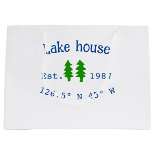Grand Sac Cadeau Lake house et. Date année coordonnées personnalisé