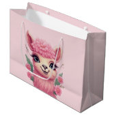 Grand Sac Cadeau Lama bébé rose souriant (Devant Angle)