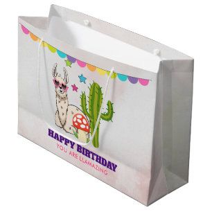 Grand Sac Cadeau Lama cool en Lunettes de soleil en forme de coeur