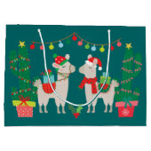 Grand Sac Cadeau Lamas de Noël (Dos)