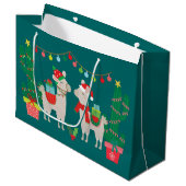 Grand Sac Cadeau Lamas de Noël (Devant Angle)