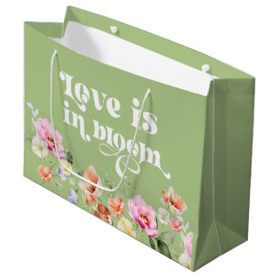 Grand Sac Cadeau L'amour est en fleur fleur sauvage douche nuptiale