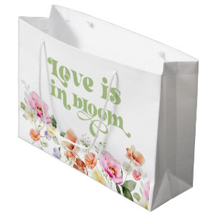 Grand Sac Cadeau L'amour est en fleur fleur sauvage douche nuptiale