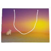 Grand Sac Cadeau Lapin blanc mignon sur Grassy Hill au lever du sol (Devant)