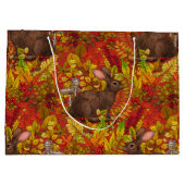 Grand Sac Cadeau Lapin d'automne en rouge (Dos)