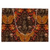 Grand Sac Cadeau Lapin d'automne sur brun (Dos)