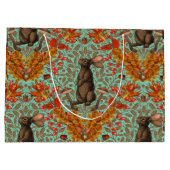 Grand Sac Cadeau Lapin d'automne sur vert clair (Dos)