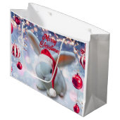 Grand Sac Cadeau Lapin de Noël (Devant Angle)