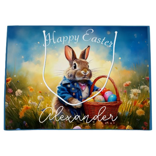 Grand Sac Cadeau Lapin de Pâques (Devant)