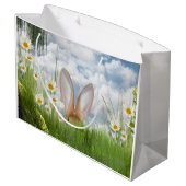 Grand Sac Cadeau Lapin de Pâques dans les marguerites (Dos Angle)