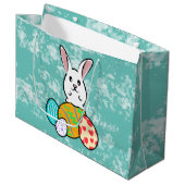 Grand Sac Cadeau Lapin de Pâques sur les oeufs de Pâques (Devant Angle)