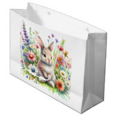 Grand Sac Cadeau Lapin de printemps (Devant Angle)