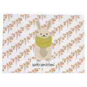 Grand Sac Cadeau Lapin d'hiver avec son écharpe rayée (Dos)
