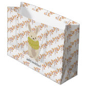 Grand Sac Cadeau Lapin d'hiver avec son écharpe rayée (Devant Angle)