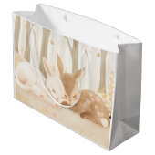 Grand Sac Cadeau Lapin dormant et semé dans la forêt (Dos Angle)