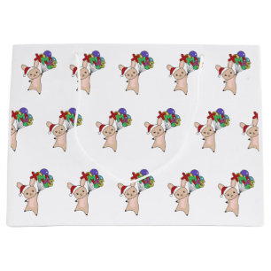 Grand Sac Cadeau Lapin Joyeux Noël Animaux d'hiver Lapin