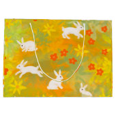 Grand Sac Cadeau lapins blancs sur une prairie (Dos)