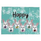 Grand Sac Cadeau Lapins de Pâques en forme d'oeuf (Dos)