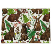 Grand Sac Cadeau Lapins et flore boisée 4 (Devant)