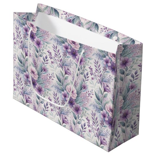 Grand Sac Cadeau Large Purple Lavender Floral Gift Bag (Devant Angle)