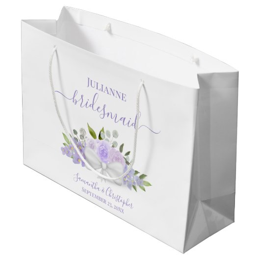 Grand Sac Cadeau Lavender Boho Roses & Blossoms Wedding Bridesmaid (Dos Angle)