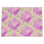 Grand Sac Cadeau Lavish Peony sur vert pâle  (Devant)