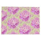 Grand Sac Cadeau Lavish Peony sur vert pâle  (Dos)