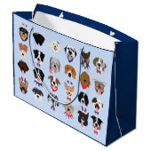 Grand Sac Cadeau Le 4 Juillet Dog Visages (Dos Angle)
