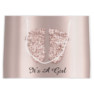 Grand Sac Cadeau Le Baby shower Feet C’est une fille Un Rose Blus