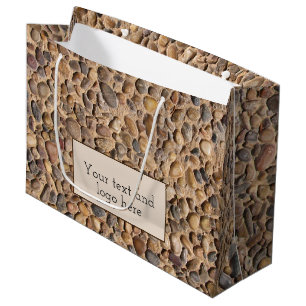 Grand Sac Cadeau Le caillou rustique lapide la photo avec le texte