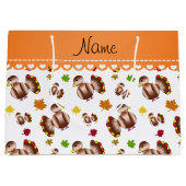 Grand Sac Cadeau Le feuille de la dinde blanche nommée (Devant)